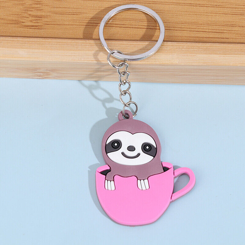 DIY PVC Sloth Keychain Key Rings Holder Key Chain Gift Jewelry Bag Phone Decor!
