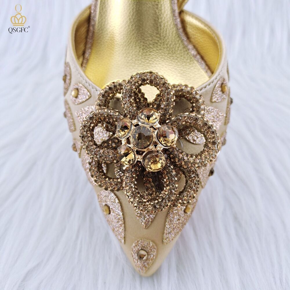 Classic Style Women's Hand Bag Matching High Heels Wedding Party Shoe Bag Set
