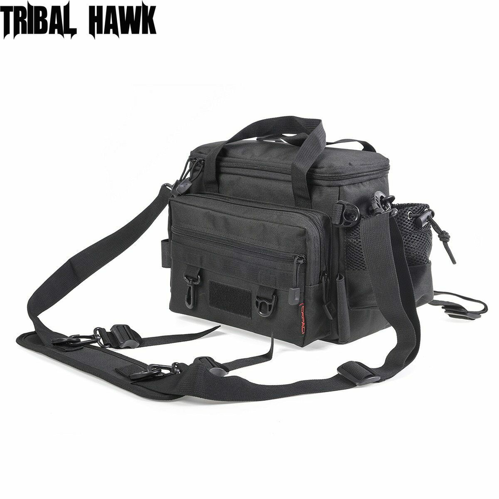 Multifunctional Fishing Tackle Shoulder Bag Hiking Waist Pack with Bottle Pouch