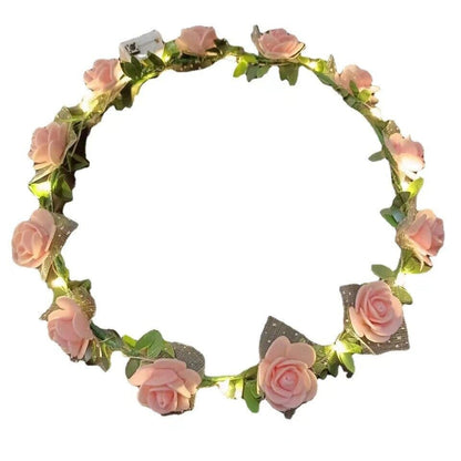Flower Headband Glowing Garland Wedding Party Crown LED Lights Luminous Headwear