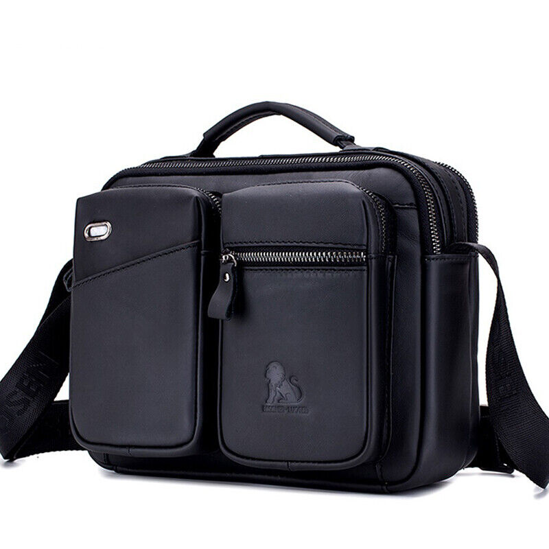 100% Genuine Leather Men's CrossBody Bag 11" Sling Shoulder Bag Business Handbag
