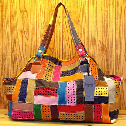 Designer Women'S Genuine Leather Multi-color Handbag Satchel Tote Shoulder Bags