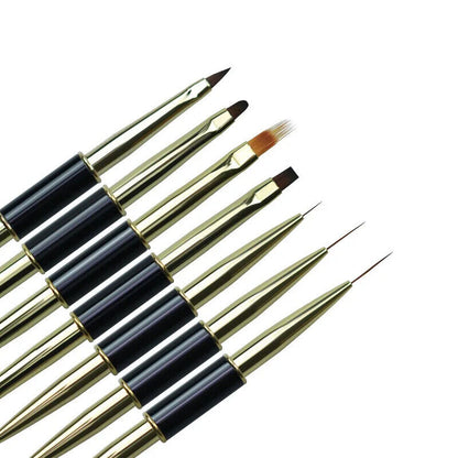 Nail Art Tool Dual End Stripe Liner DIY Liquid Powder Acrylic Painting Brush Pen
