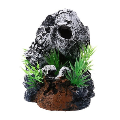 Aquarium Ornaments Plastic Resin Pirate Skull Skeleton Hide Cave Fish Tank Decor