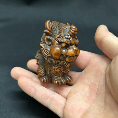 chinese boxwood carving wooden ornament pendant wooden animal figurine decor art