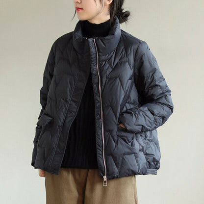 Womens Korean Fashion Duck Down Puffer Jacket Stand Collar Parka Winter Outwear