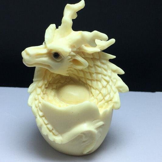 3.2"Natural Crystal .COROZO NUT. Hand-carved.Exquisite dragon.Animal statues1pcs