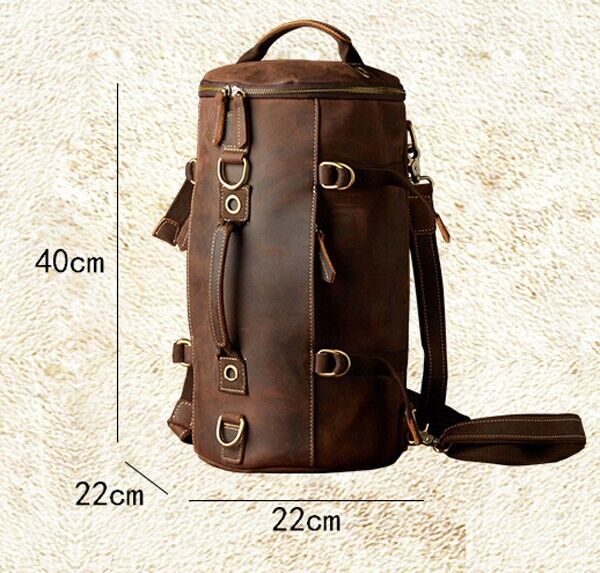 Top Cowhide Leather Travel Bag, Men Duffel Luggage Gym Sport Motorcycle Backpack