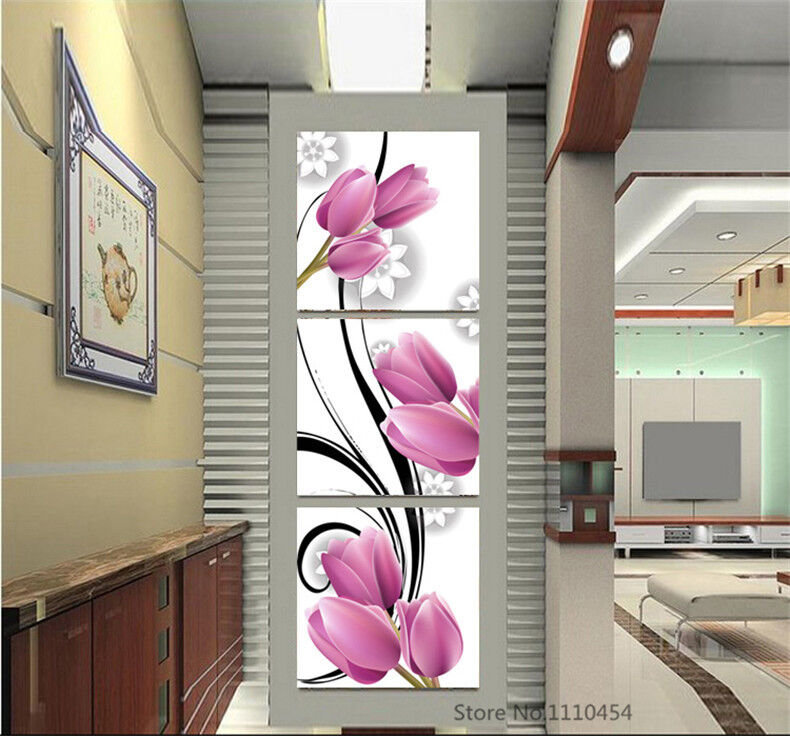 DIY 5D Flower Triptych Rhinestones Pictures Diamond Painting Hand Diamond Mosaic