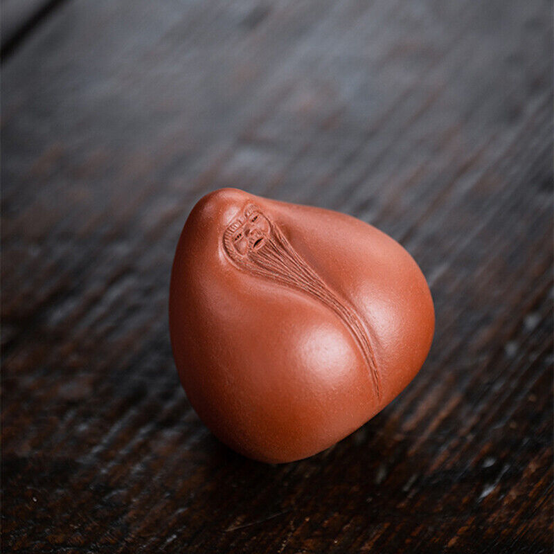 handmade carved peach tea pet yixing zisha purple clay the god of longevity gift
