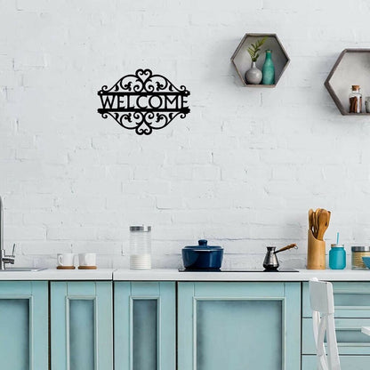 Decorative Curling Vine Metal Art Welcome Sign Metal Ornaments Wall Stickers