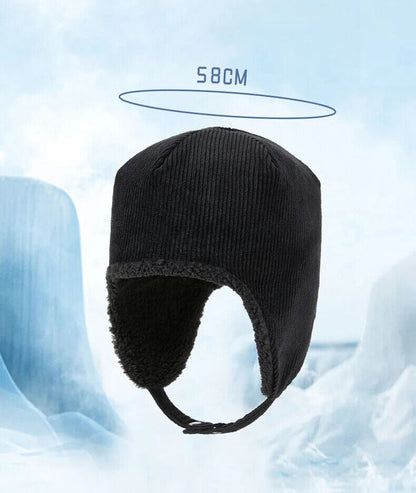 Women Beanies Winter Thick Warm Fleece Hats Corduroy Outdoor Ski Ear Cap 55-62cm