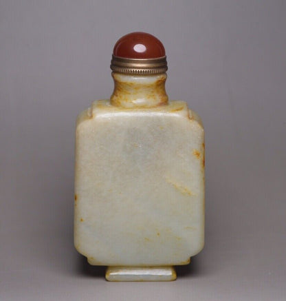 Antique China Hetian Jade Snuff Bottle Carved Nice Snuffbox Art Rare Collection