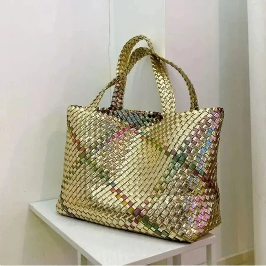 Women’s Tote Handbags Woven Color block Shoulder Bags Bag Shopping Bags