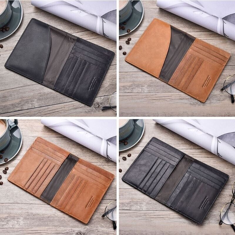 Men Wallet Genuine Leather Passport Organizer Holder ID Card Cover 11x1.5x14.5cm