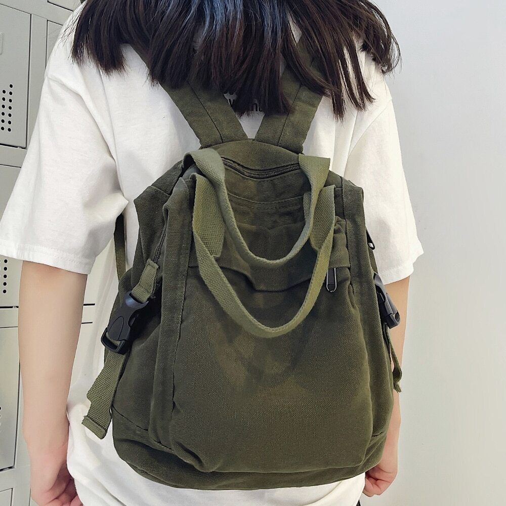 Women Backpack Canvas Girl Fabric School Bag Student Bag Kawaii Ladies Backpack