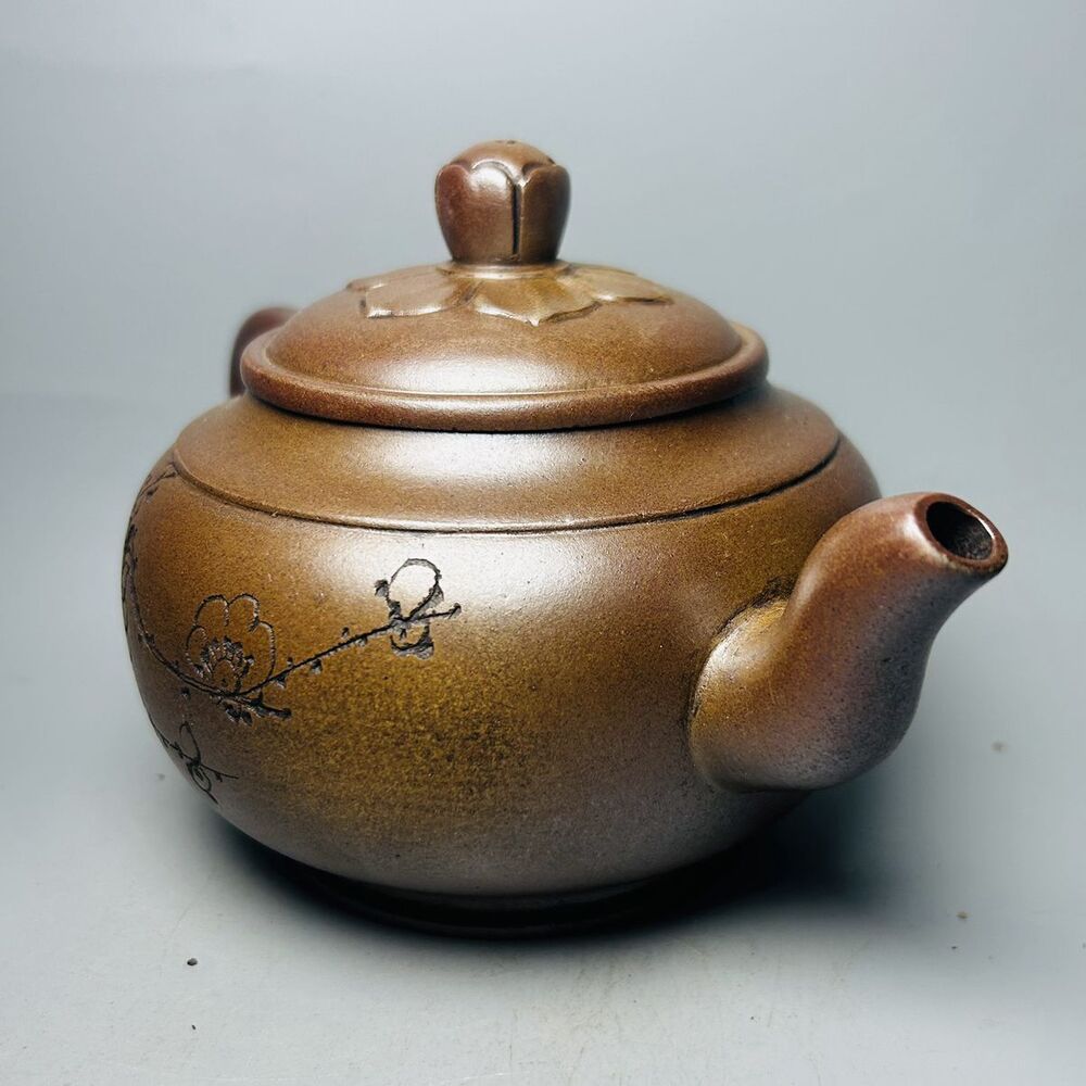 Vintage Chinese Yixing Purple Clay Teapot Zisha Ceramic Plum Blossom Teaware Art