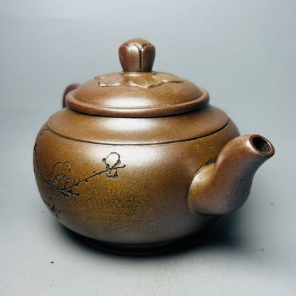 Vintage Chinese Yixing Purple Clay Teapot Zisha Ceramic Plum Blossom Teaware Art