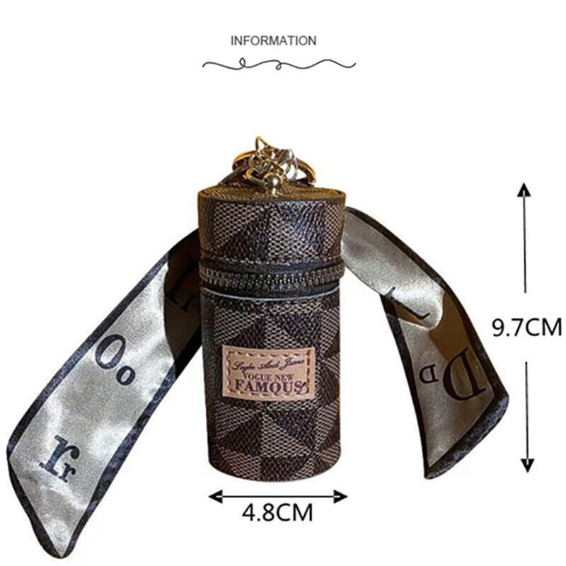 Leather Bucket Lipstick Bag Mini Keychain Charm Handbag Backpack Pendant Storage