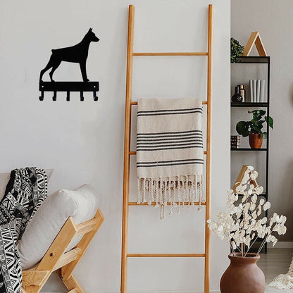 Wall Mounted Hook Up Doberman Dog - Key Hooks Wall Hanging Rack& Keychain Holder