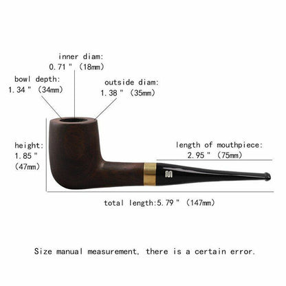 Handmade Ebony Wood Black Smoking Pipes 8mm Filter Tobacco Wooden Straight Pipe
