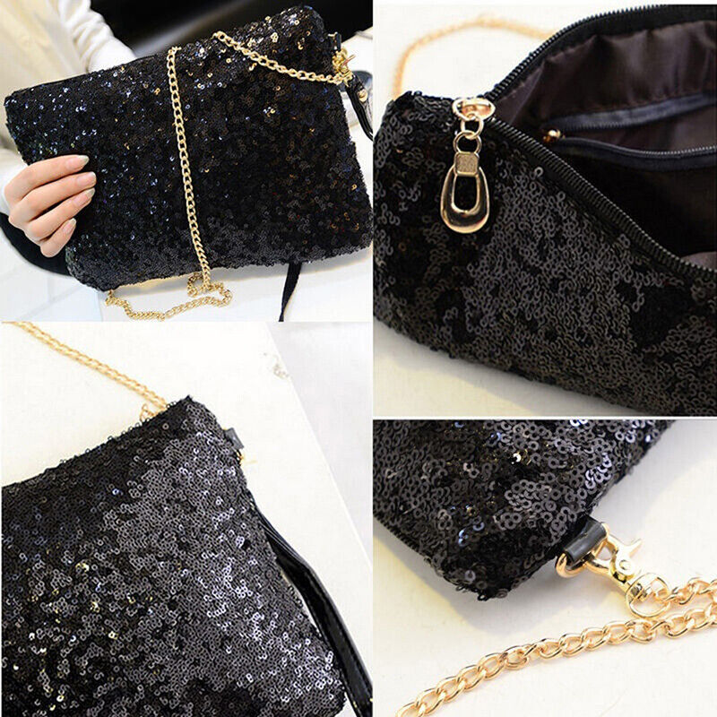 Evening Clutch Bag Glitter Sequin Handbag Sparkling Wallet Ladies Shoulder Bag