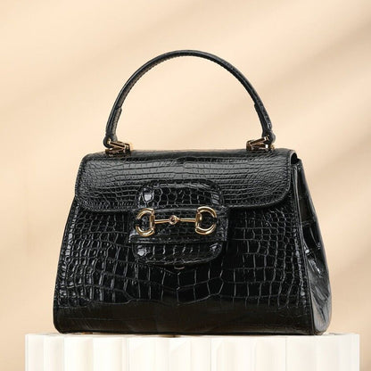 Black Alligator Crocodile Belly Skin Handbag, New Women's Chain Bag Shouler Bag