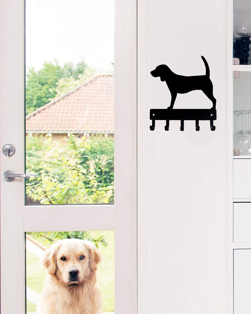 Beagle Dog - Key Hooks & Keychain Holder - 6 inch Wide Metal Wall Art