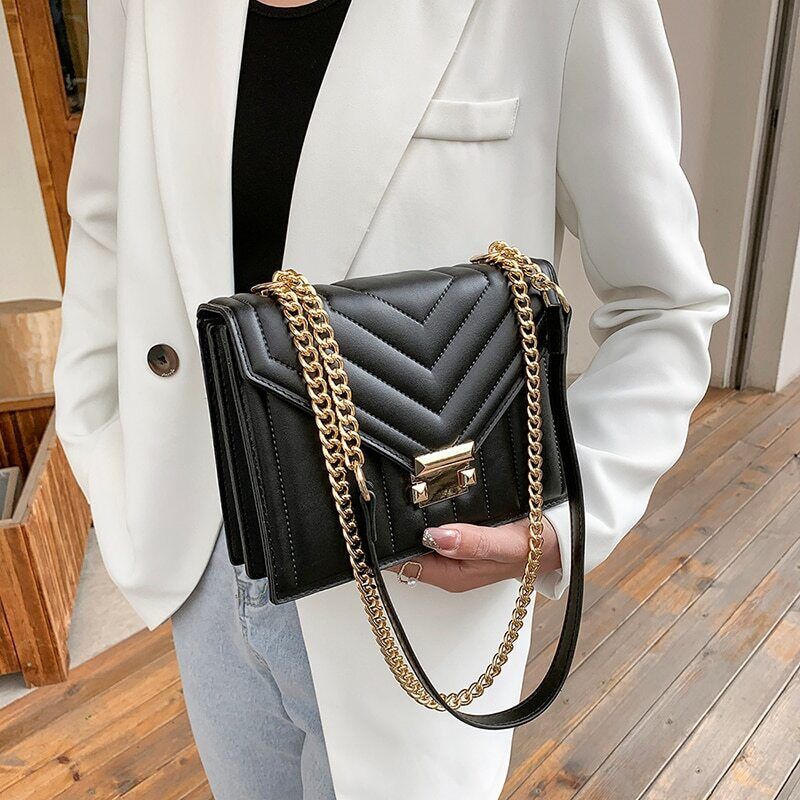 Strip Chain Shoulder Crossbody Bag Women Ladies Bag Female Handbags