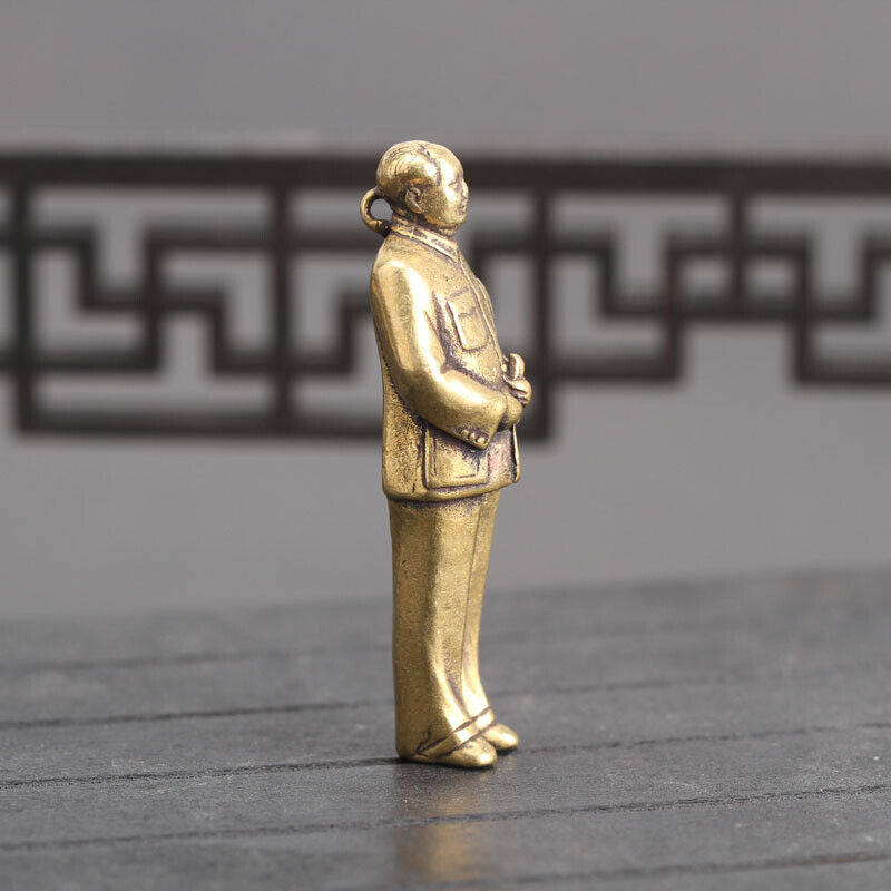 Chinese old antique Collection Asian Brass Chairman Mao Exquisite statue