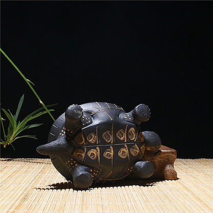 Handmade Artwork Turtle Statue Small Size Yixing Zisha Black Clay Decoration New