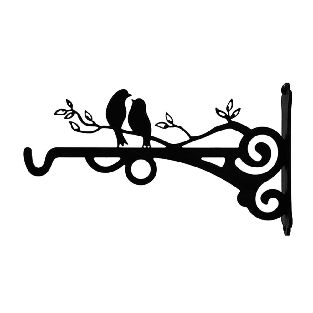 Wall Mounted Bracket Metal Flower Basket Bird Pattern Holder Hanger Rustic Hooks