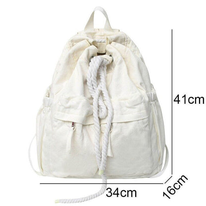 Ladies Canvas Girl Book Bag Brown Laptop Backpack Women Travel School Bag Cool