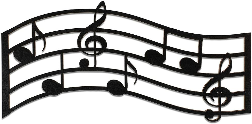 Black Treble Clef Glossy Wooden Wall Decoration Music Notes Silhouette Wall Sign