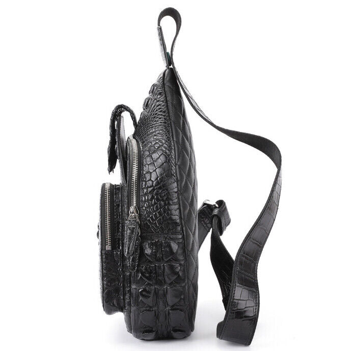 Real Crocodile Alligator Skin Leather Men's Crossbody Bag Luxury Sling Backpack