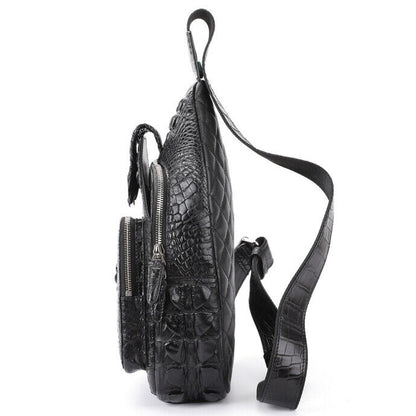 Real Crocodile Alligator Skin Leather Men's Crossbody Bag Luxury Sling Backpack