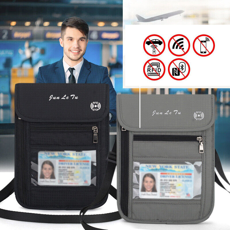 RFID Blocking Passport Holder Travel Wallet Bag Anti-theft Security Neck Pouch