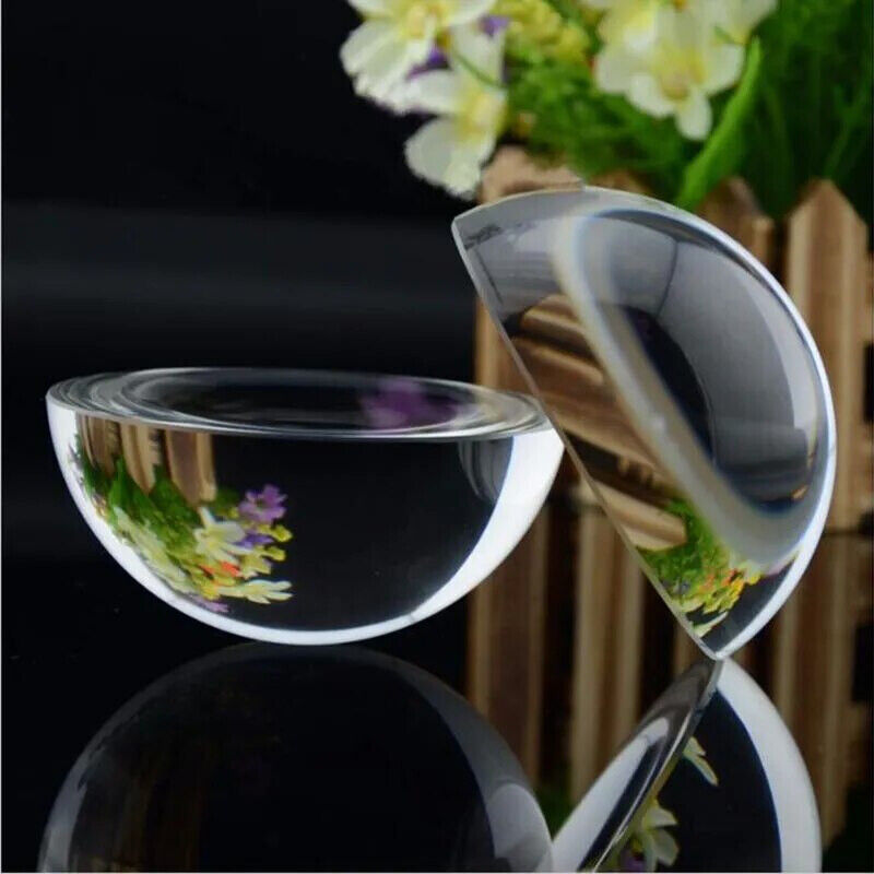 Half Ball Figurine Glass Crystal Hemisphere Paperweight Dome Magnifiers 80-100mm