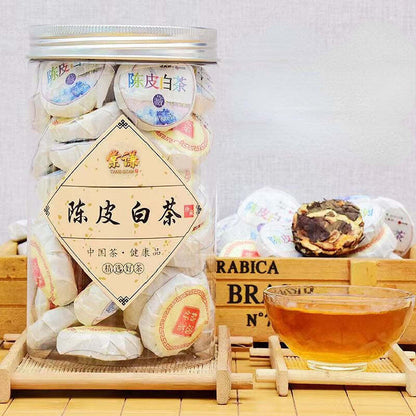 Portable Mini White Tea CakeChinese Shoumei Tea Tangerine Peel Old White Tea