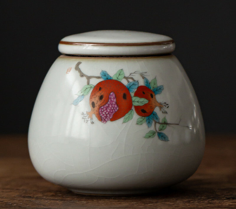 7.7cm Traditional Ceramics Tea Caddy Portable Tea Jar Sealed Travel Storage Box