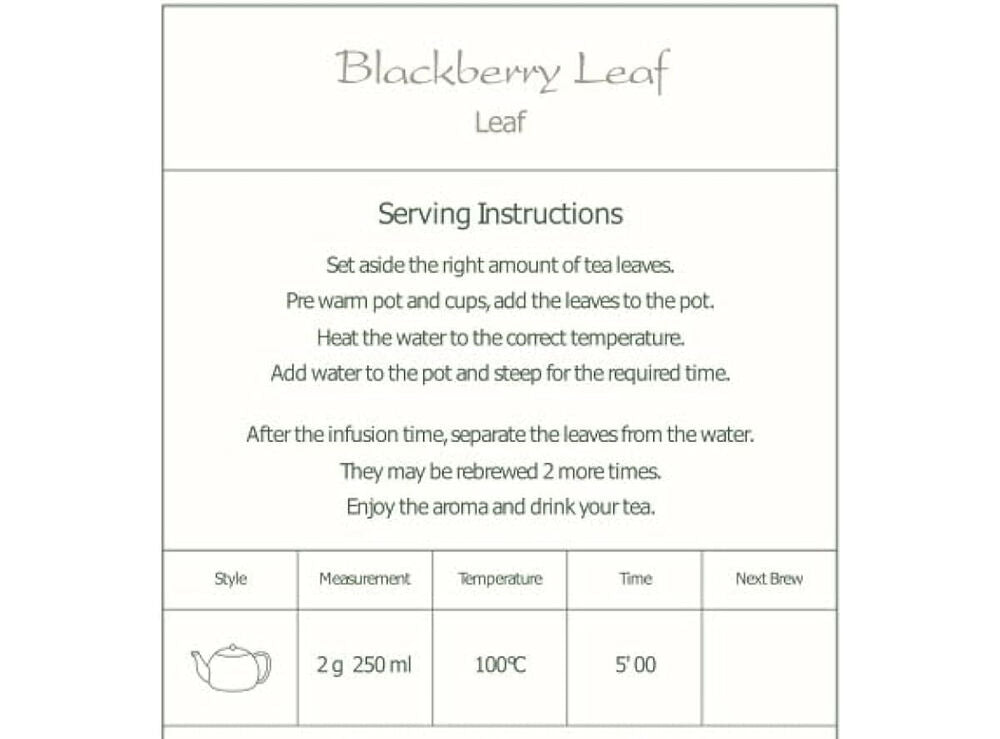 Black Berry Leaves Organic Tea - BlackBerry Leaf Tisane 200g