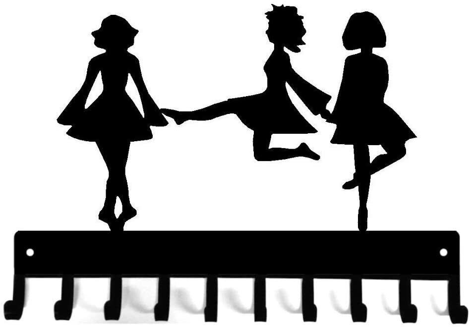 Irish Dance Trio of Dancers Medal Hanger Rack- 14.5 " W/ 10 Hooks Metal Wall Art