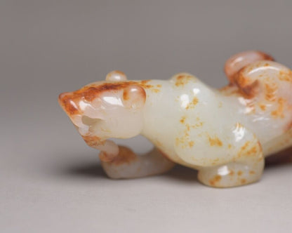 Chinese Antique Hetian Jade Carved Sculpture Exquisite Beast Statue Figurines