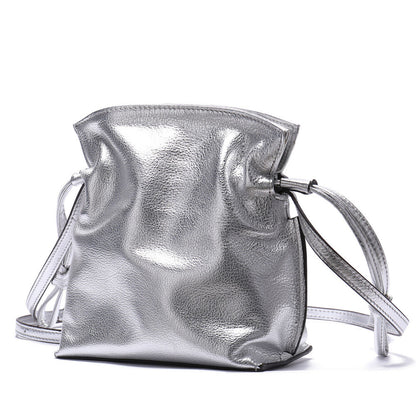 New Designer Women's Cow Leather Drawstring Lucky Bag Sling Shoulder Bucket bag