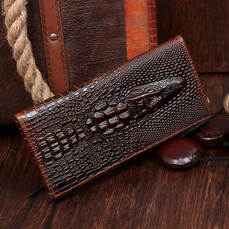 100% Genuine Leather Crocodile Pattern Men's Clutch Bag Fashion Business Wallet