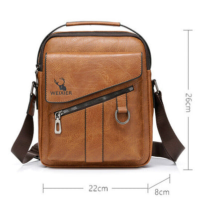 Men's Business pu Leather Shoulder/Messenger Bag 8" Handbag Outdoor Sport Bag