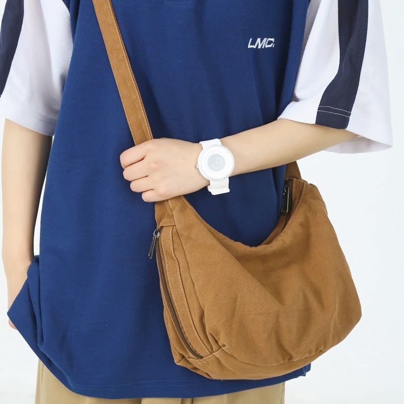 Canvas Fabric Small Side Sling Shoulder Bag Student Cotton Soft Cloth Crossbody