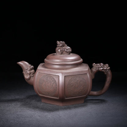 Chinese Yixing Zisha Clay Handmade Exquisite Teapot（六方 底款：徐汉棠）