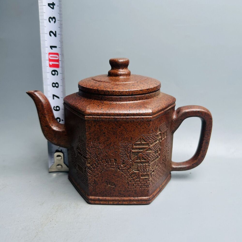 Vintage China Yixing Purple Clay Teapot Zisha Ceremony Carving Exquisite Teaware