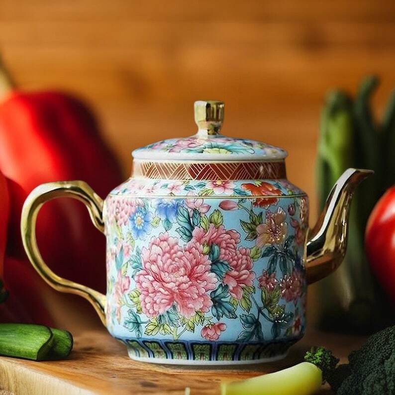 Ceramic Enamel Flower Teapot|Chinese Ceramic Teapot|Tea Ceremony